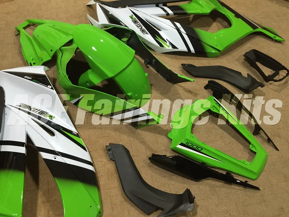Литьевая форма) ABS полный обтекатель комплект подходит для Kawasaki Ninja ZX-10R ZX10R 2011- 11 12 13 14 15 Обтекатели Зеленый Белый Горячий