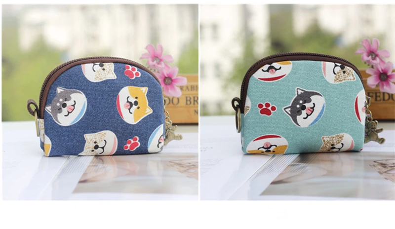 Мини Ретро Холщовая Сумка кошельки для монет Kawaii девушки животные принты кошка кошелек на молнии для монет Ключ карта портативный женский кошелек маленькие подарки