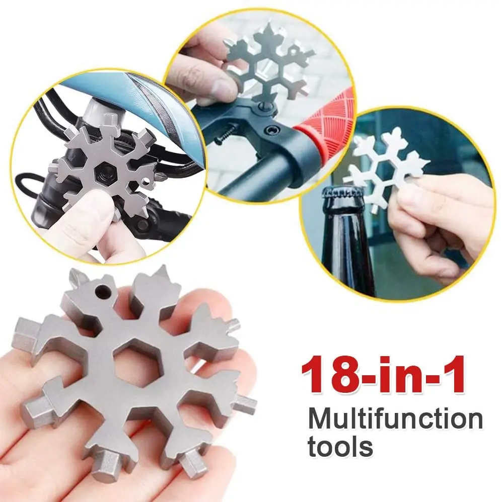 18-in1 Multi-tool Screwdriver Wrench Spanner EDC Snowflake Tool Cards Regenbogen 