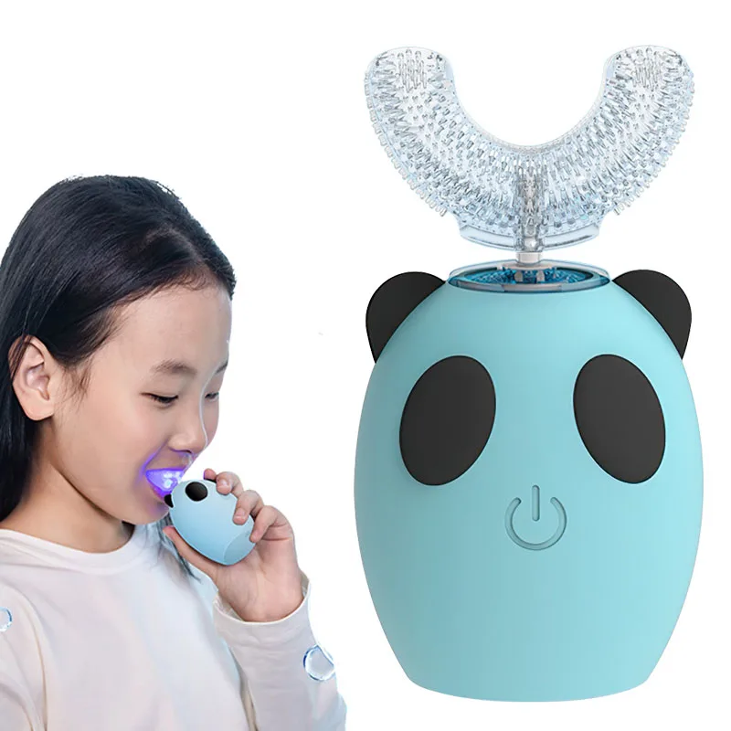 DIOZO-cepillo de dientes eléctrico sónico para niños, en forma de U, 360 grados, recargable, impermeable