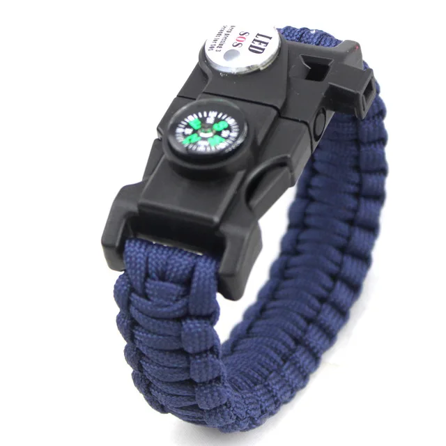 Outdoor Multifunctional Survival Bracelet Paracord Braided Rope Men Camping EDC Tool Emergency SOS LED Light Compass Whistle (9)