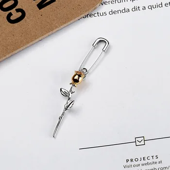 

Leouerry 925 Sterling Silver Color Separation Pin Rose Flower Drop Earrings Creative Design Women's Earring Silver 925 Jewelry