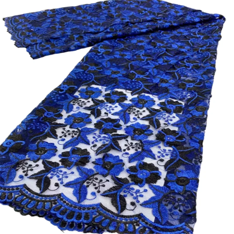 

Royal Blue African Lace Fabric 5 Yards Wedding 2022 High Quality French Net Embroidered Mesh Lace Material Fabric