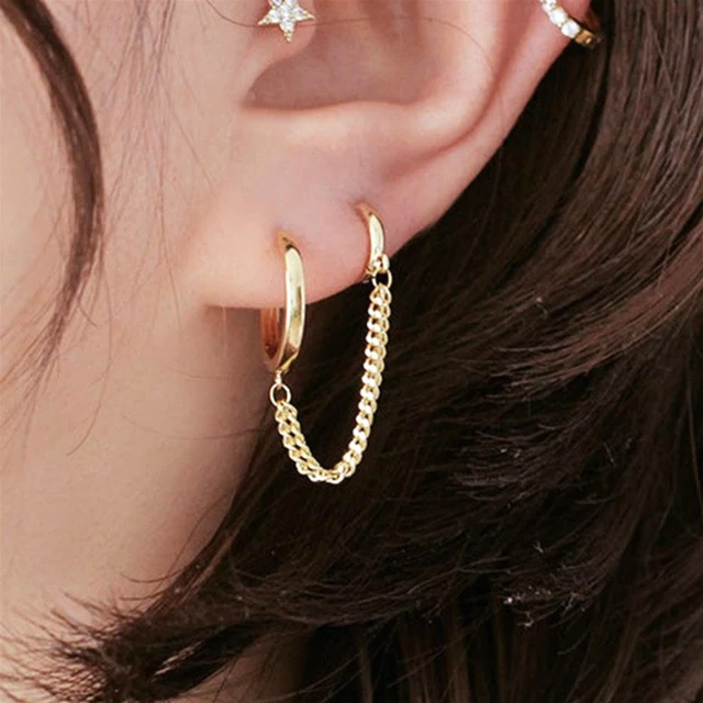 Single Double Pierced One-piece Earrings Female European and American  Simple Personality Earrings Single Party Festival - AliExpress Jewelry &  Accessories