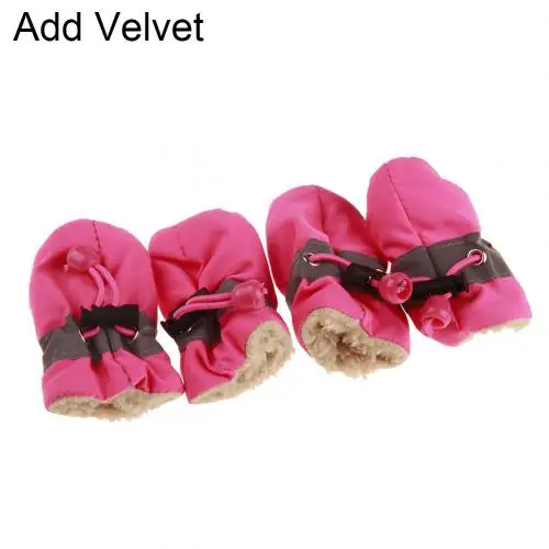 Pink Add Velvet Нескользящая Мягкая Водонепроницаемая Обувь для собак и щенков; носки для дождливой погоды - Цвет: Pink Add Velvet