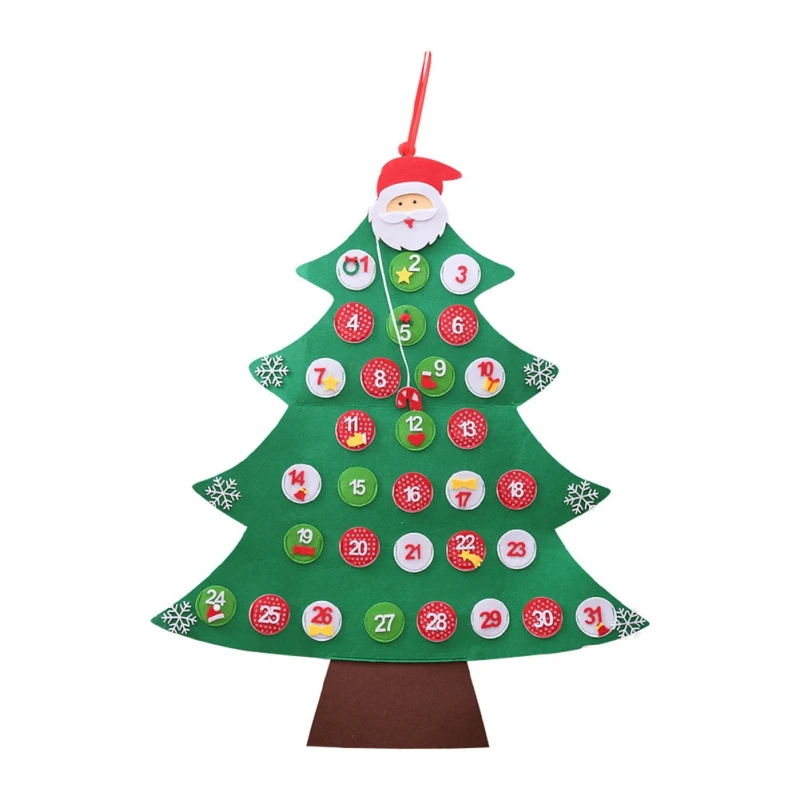 Рождественская елка, рождественское настенное окно, подвесное украшение, нетканый календарь обратного отсчета с подвесной веревкой - Цвет: B