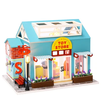 

DIY Creative Handmade Theme Wooden Cabin Assembly Building Model Toy Set With Light And Music - Toy Store