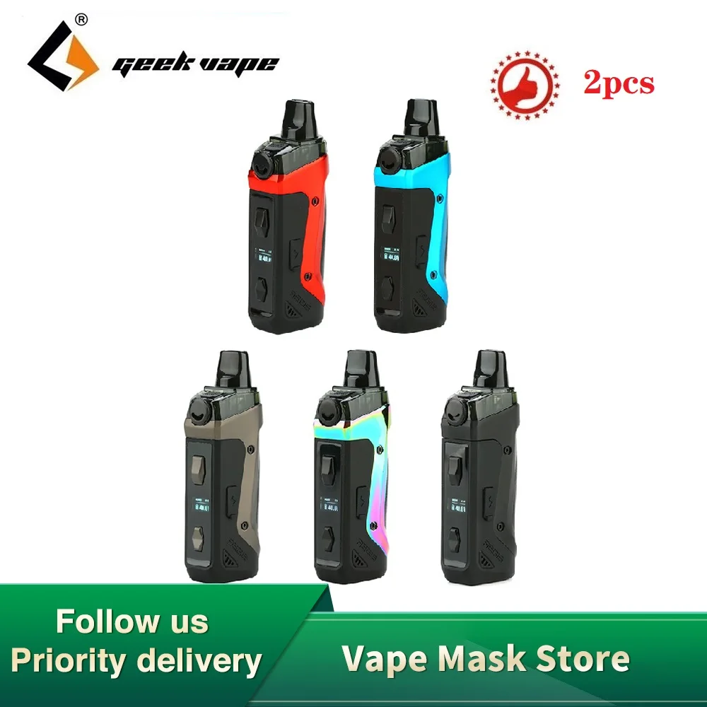 TOP 2pcs Geekvape Aegis Boost 40W Pod Mod Kit 1500mAh Battery 2ml/3.7ml Refillable Pod Fit Both Pod & R
