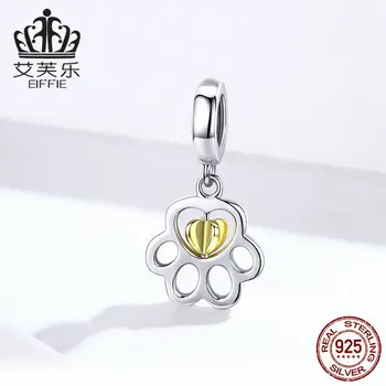 

Paw Prints Diy accessories 925 sterling silver original natural stone beads for jewelry making Fit charms pandora bracelet