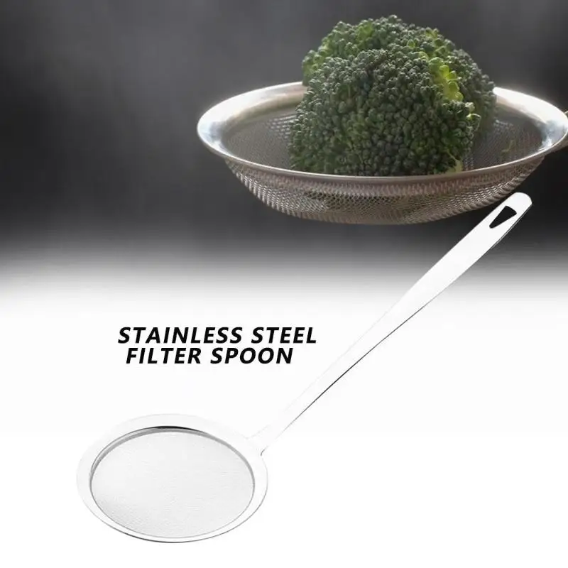 Stainless Steel Fat Oil Filter Skimmer Spoon Mesh Strainer for Kitchen Gadgets Oil Filter Spoon Cooking Tools