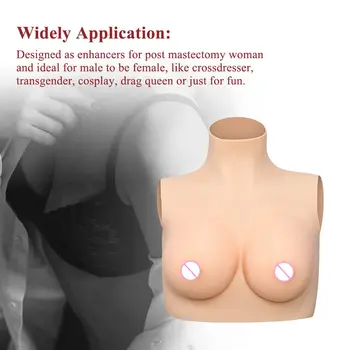 

KOOMIHO C/D/F Cup Realistic Silk Cotton Boobs High Collar Neck Silicone Breast Forms Enhancer Crossdresser Drag Queen Trandsgen