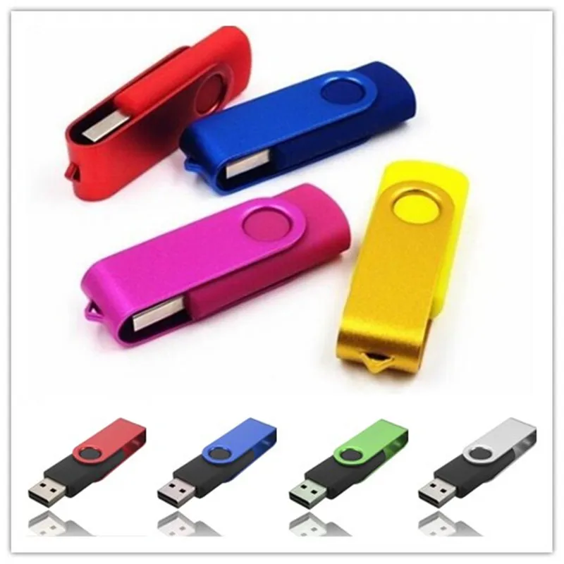 

10pcs/lot New Custom Metal Color Swivel USB 2.0 Memory flash stick pen drive
