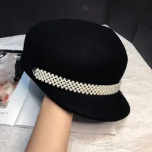 01910-jinri147 жемчужная шерстяная черная шерстяная Женская козырьковая Кепка Женская восьмиугольная шляпа для отдыха