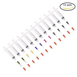 

12Pcs Injection Syringe Sets with Blunt Tip Needles and Caps for Glue Applicator