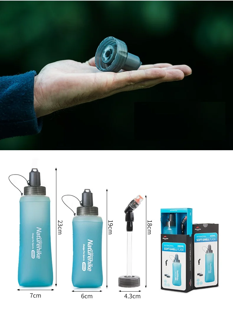 Naturehike 280 мл 420 мл мягкая термополиуретановая колба Складная складная бутылка для воды TPU бесплатно для бега гидратация Пакет Поясная Сумка жилет