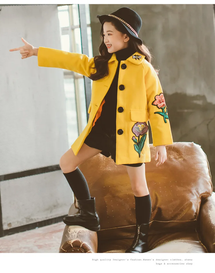 Girls Coats Outerwear Floral Pattern Girl Coat Full Length Jacket For Children Winter Costume For Girls 6 8 10 12 14 Year