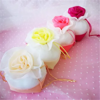 

2Pc Drawstring Organza Gift Bag Rose Flower Wedding Candy Gift Bag Birthday Party Christmas Packaging Bag Jewelry Gift Wrapping