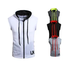 Летний Стиль Мужской жилет контрастного цвета с капюшоном на молнии приталенный мужской жилет без рукавов T52