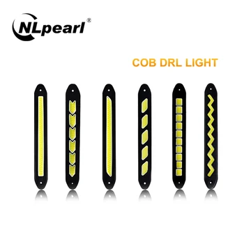 

Nlpearl 2Pcs Car Light Assembly Waterproof Led COB DRL Running Light Day Light Flexible LED Daytime Running Lights Ice Blue 12V