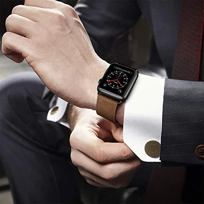 Кожаный ремешок для Apple Watch Series 5 44 мм 40 мм 42 мм 38 мм старинный ремешок из натуральной кожи для iWatch Series 4/3/2/1