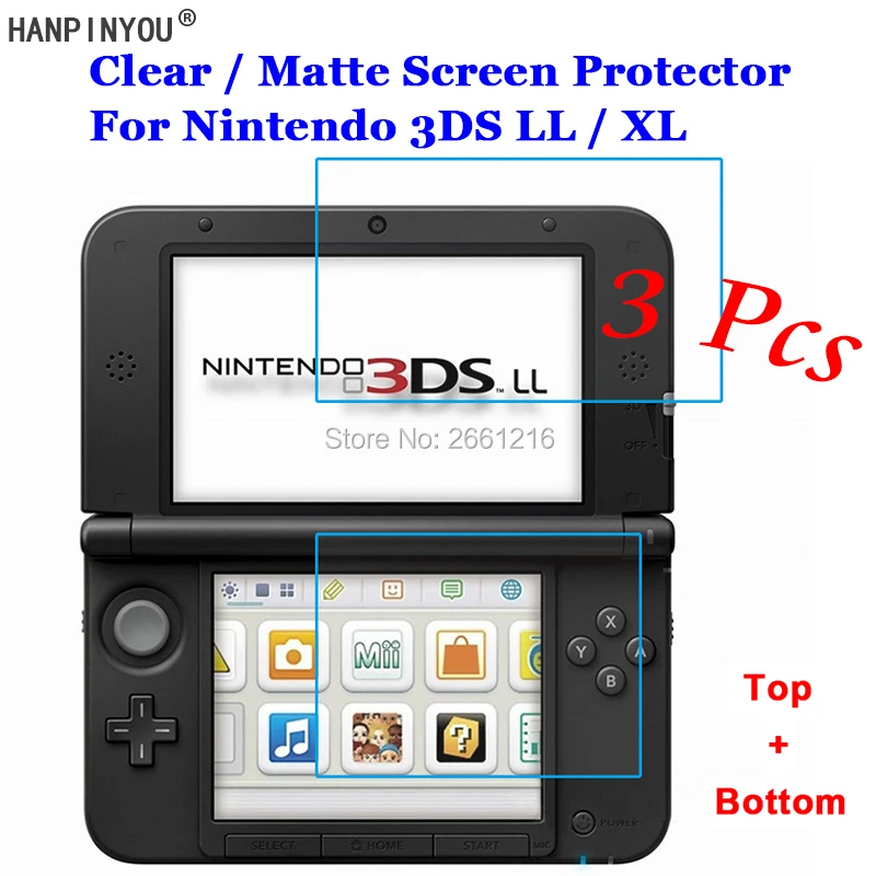 Компл./лот для Nintendo 3DS LL / XL (верхняя + нижняя) HD Прозрачная/Антибликовая матовая