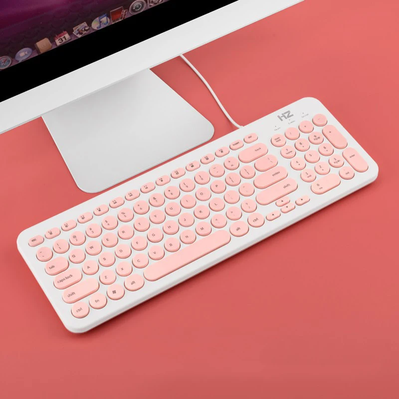 Круглый ключ Кепка шоколадная Проводная клавиатура игровая девушка милая USB