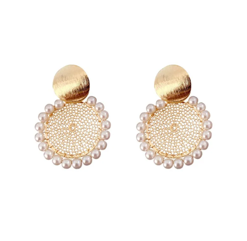 XIYANIKE Geometric Round Pearl Earrings Temperament Online Celebrity Earrings Personality Design,pearl earrings