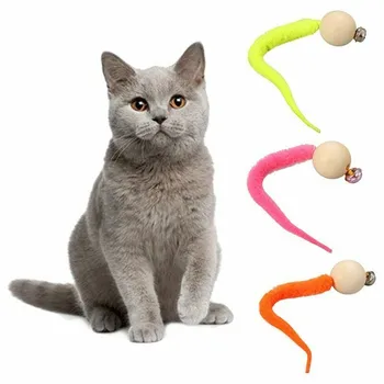 

#40 Random Color Cat Toys 1pc 2020 Newest Wiggly Cat Toy Simulation Worm Toy With Bell For Pet Jouet Chat Игрушки Для Кошек