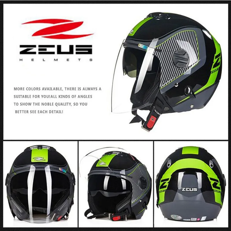 2019 Новые защитные мотоциклетные шлемы ZEUS 3/4 с двойными линзами внутренние
