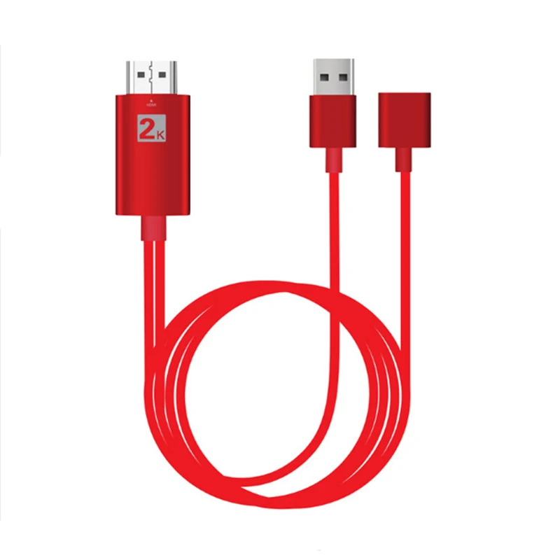 3в1 type C iOS Micro USB к HDMI кабель адаптер ТВ 2 к видео конвертер для iPhone 11 Pro Max 6 7 8 XS samsung Galaxy S9 S8 Note 9 - Цвет: Red