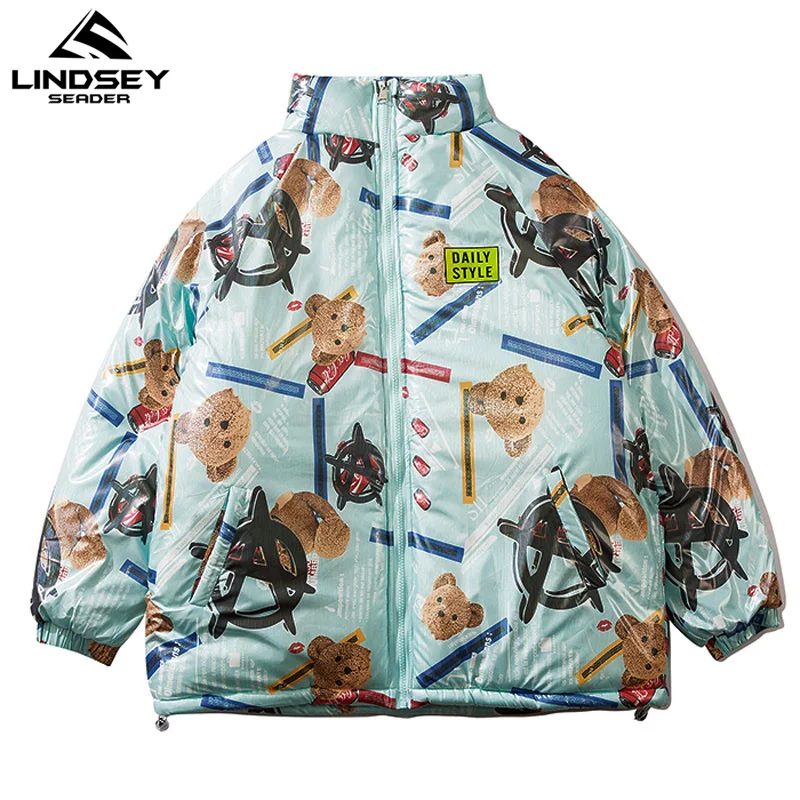 

LINDSEY SEADER Men's Parkas Winter Warm Jacket Coat Thick Streetwear Heated Padded Puffer Jacket Oversize Parka Men's Clothing