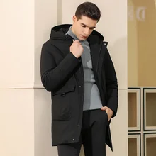 Зимняя новая мужская пуховая куртка с капюшоном простая версия оснастки с надписью и карманом