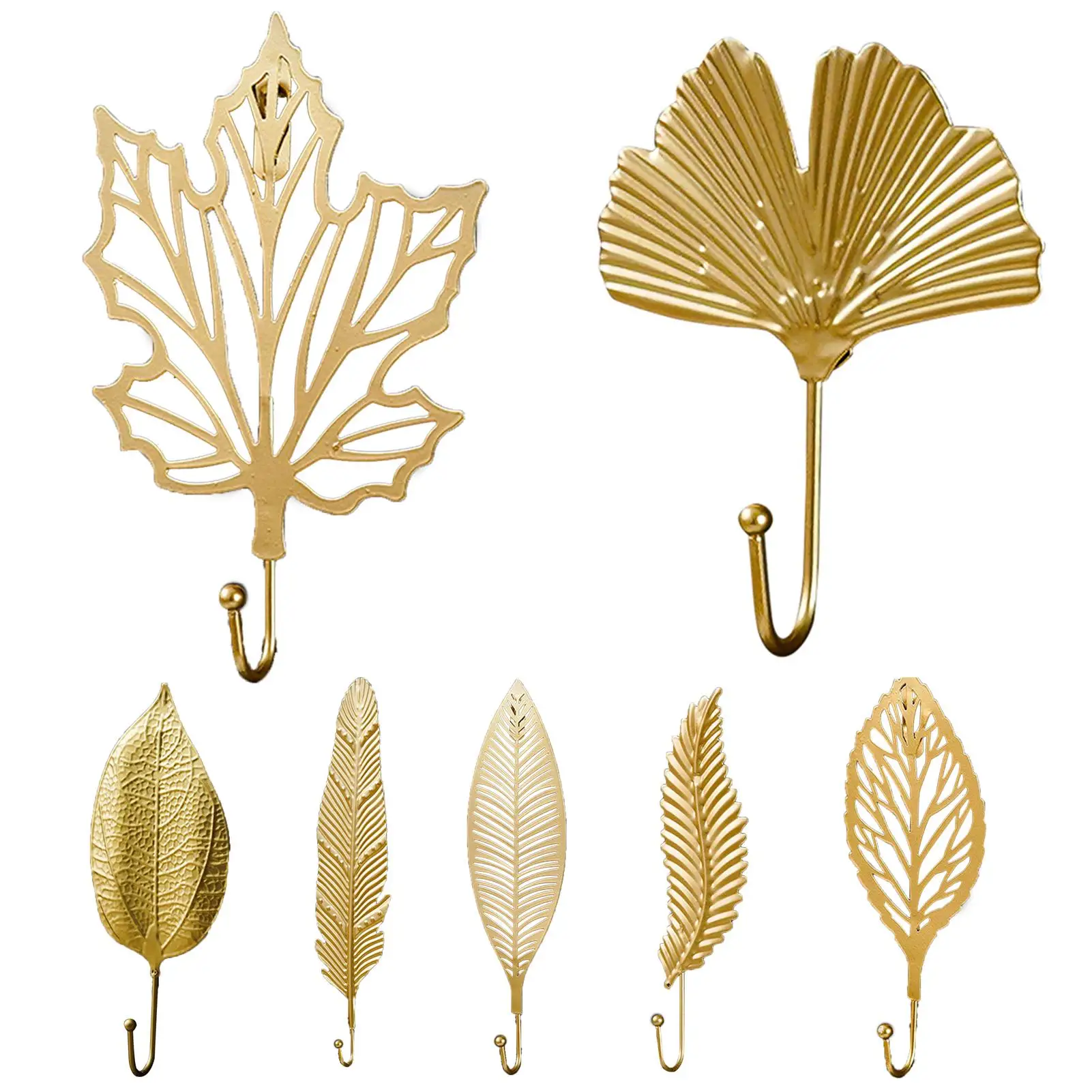 

HOT SALESï¼ï¼ï¼New Arrival Golden Metal Leaf Shape Hook Door Wall Wardrobe Clothes Bag Hanger Hanging Decor
