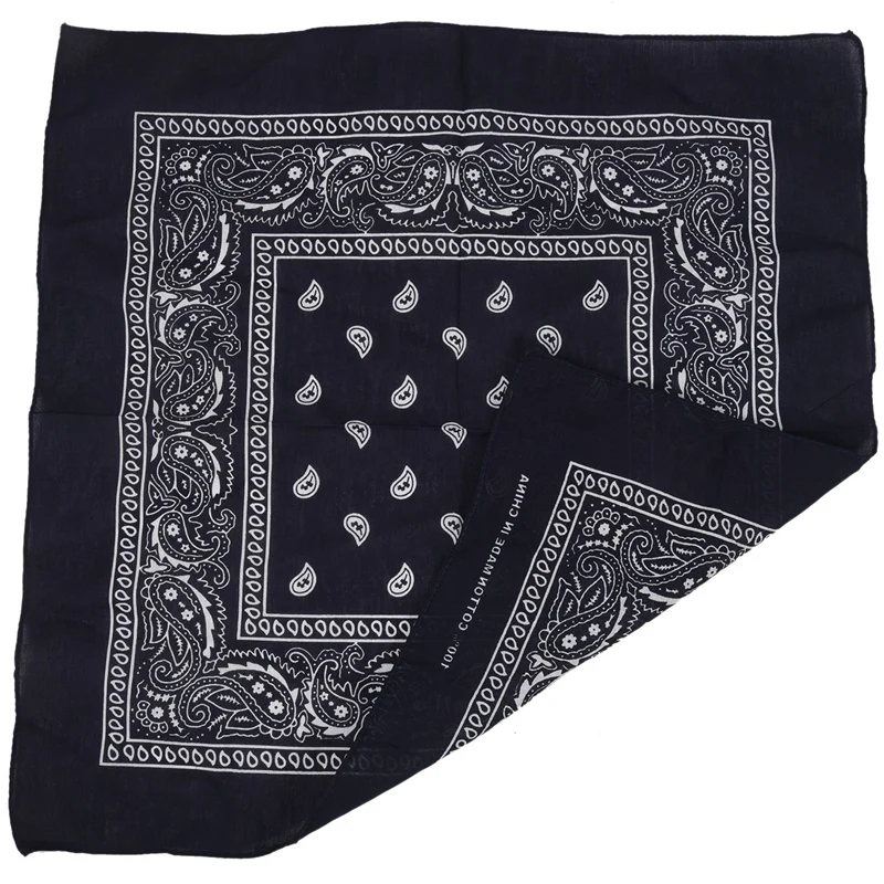 Темно-синие квадратные банданы с узором "огурцы" двухсторонняя повязка на голову шарф браслет