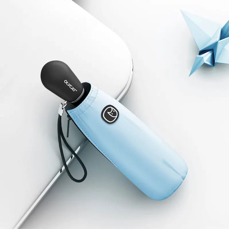 light blue Зонт для девочки 1 шт. однотонный креативный бейсбольный зонт в форме дождливого дня с черным покрытием и круглой ручкой, Солнцезащитный зонт для девочек и мальчиков - Цвет: light blue
