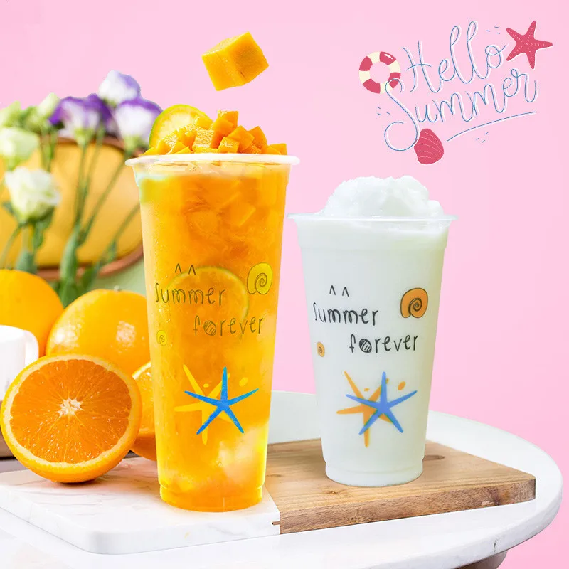 

500pcs Transparent disposable cups high quality 700ml big capacity juice tea beverage cup creative party birthday favor cups