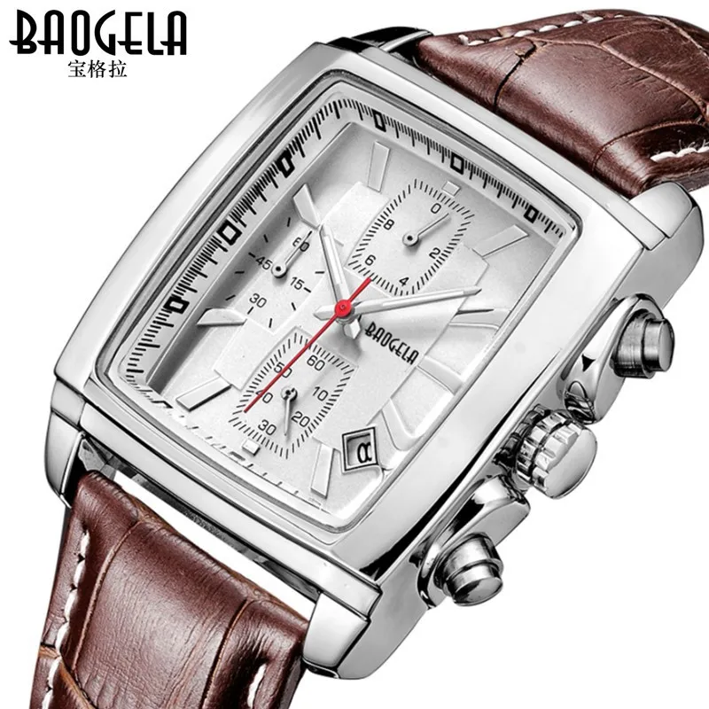 

Baogeqi Pull baogela Square Leather Belt Waterproof Watch Multi-functional Fashion Quartz Watch MEN'S Watch