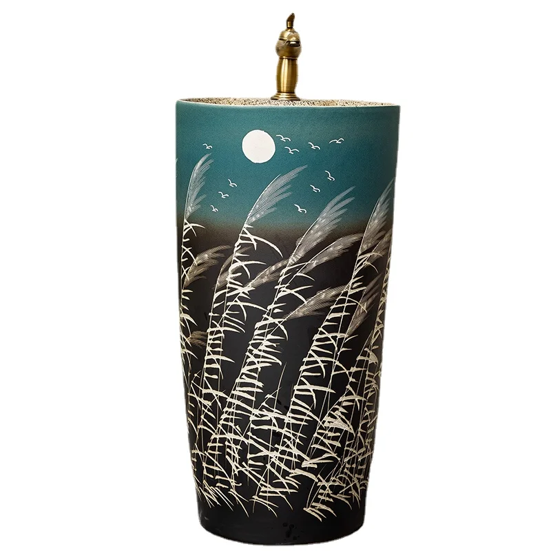 

Умывальник для двора, встраиваемая Встраиваемая в Пол Раковина для балкона, ванной комнаты, керамическая подставка для раковины