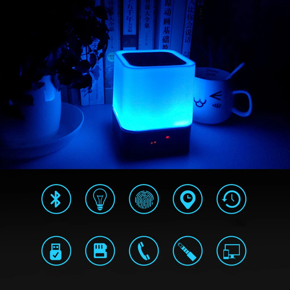 Маленькая Настольная лампа с bluetooth-динамиком+ Сенсорная Светодиодная лампа+ Будильник+ MP3-плеер+ ручной бесплатный вызов Bluetooth настольная лампа 3 уровня