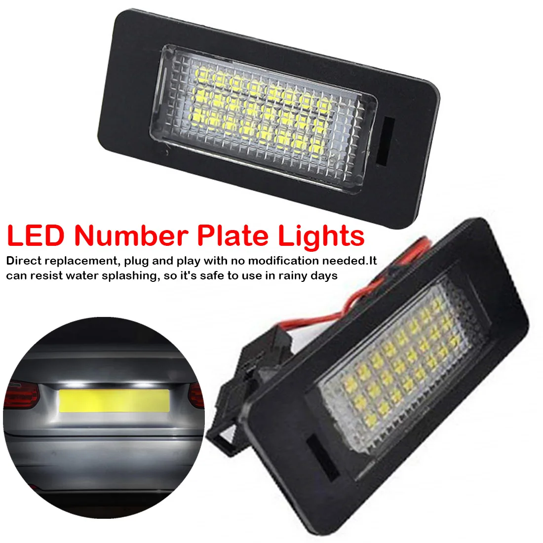 

2 pieces (a pair) of 18 high power SMD LED license plate light lamp for Audi Q7 A3 S3 S4 B6 A6 C6 A8 S8 number plate light
