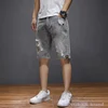 Men's denim shorts light summer large size loose thin hole men cotton big size  4