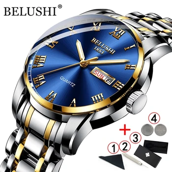 BELUSHI Business Mens Watches Famous Brand Luxury Big Dial Male Watch Waterproof Quartz Gold Watch Men montre homme 2021 1