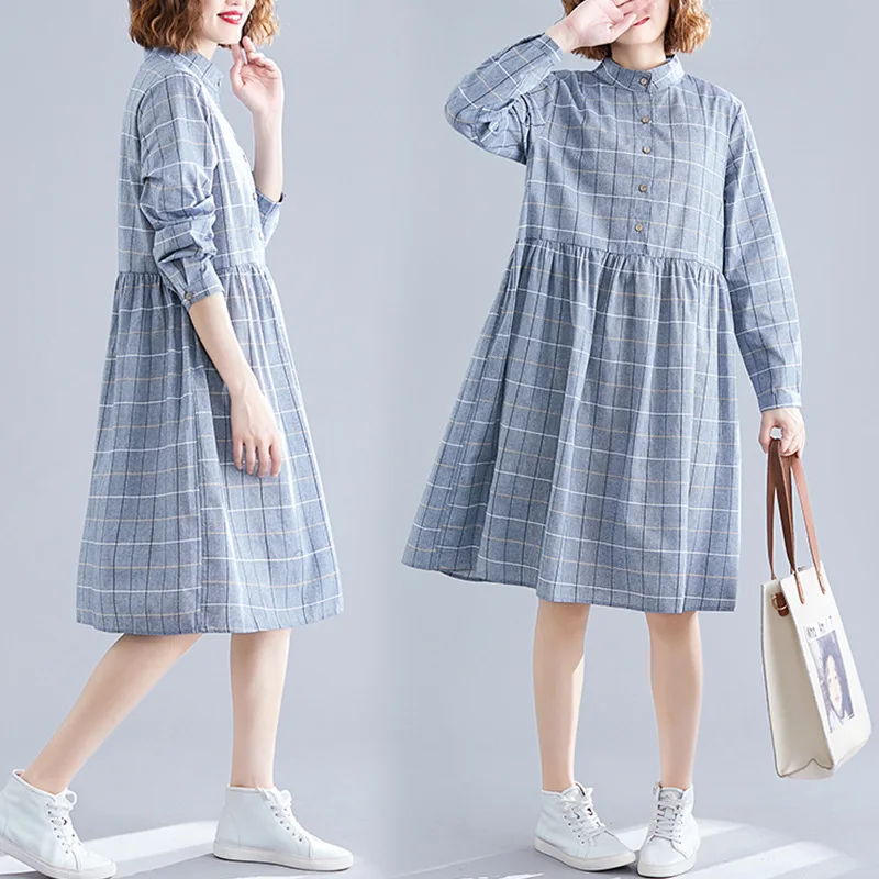 

Shanghai New Europe Sang 2020 Spring And Autumn Loose-Fit Literature And Art Large Size Dress