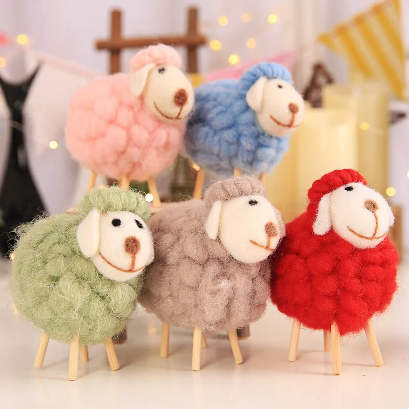 

Creative Wool Felt Cute Sheep Home Photography Props Crafts Hotel Mall Small Gift Christmas Decoration