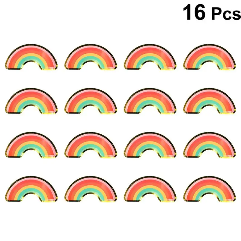 16 шт. принадлежности для дня рождения Радужный дизайн бумажные тарелки одноразовые Свадебные тарелки для еды для десерта закуска фруктовый салат