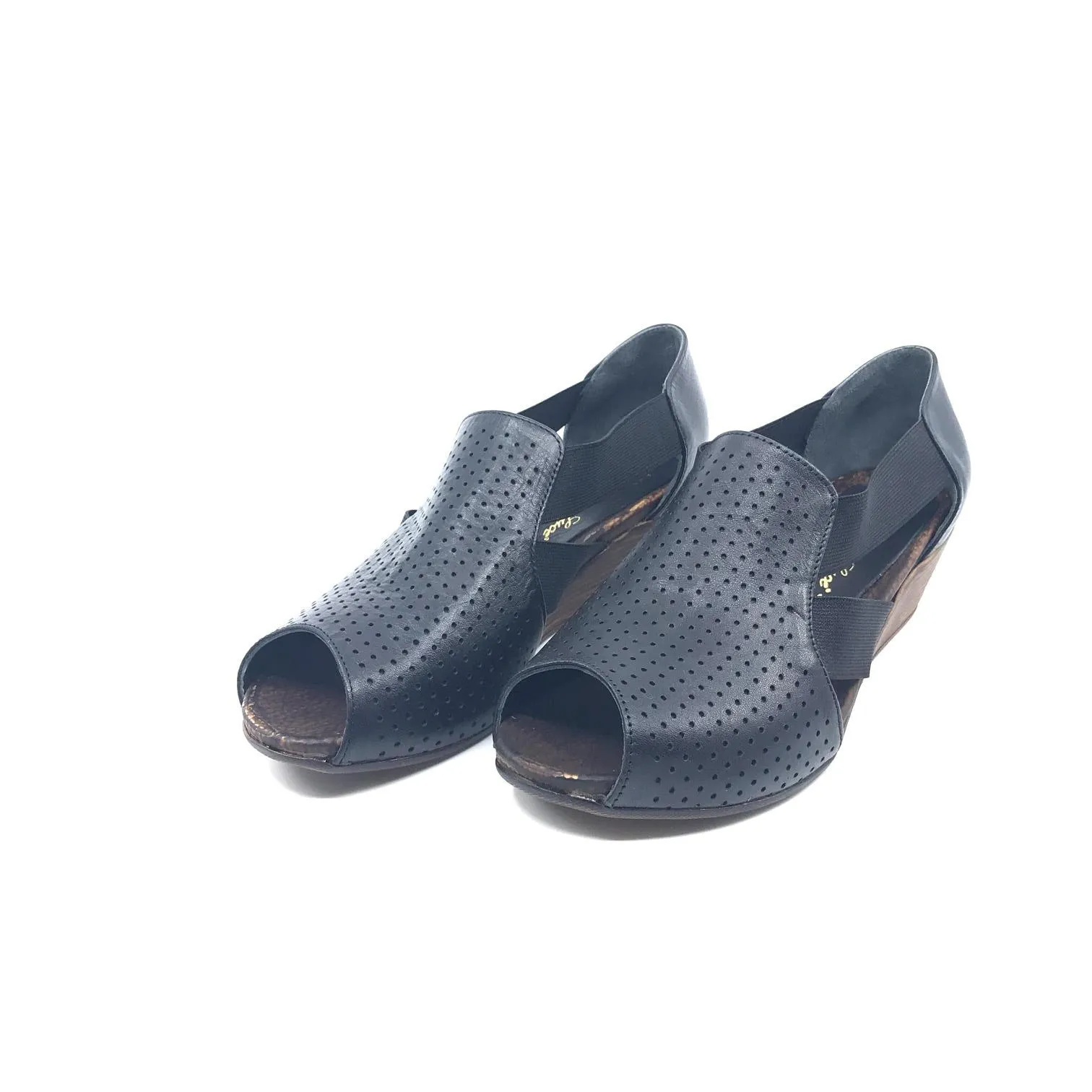 

Women's Genuine Leather Summer Laser Cut Shoes Black PLA49-523