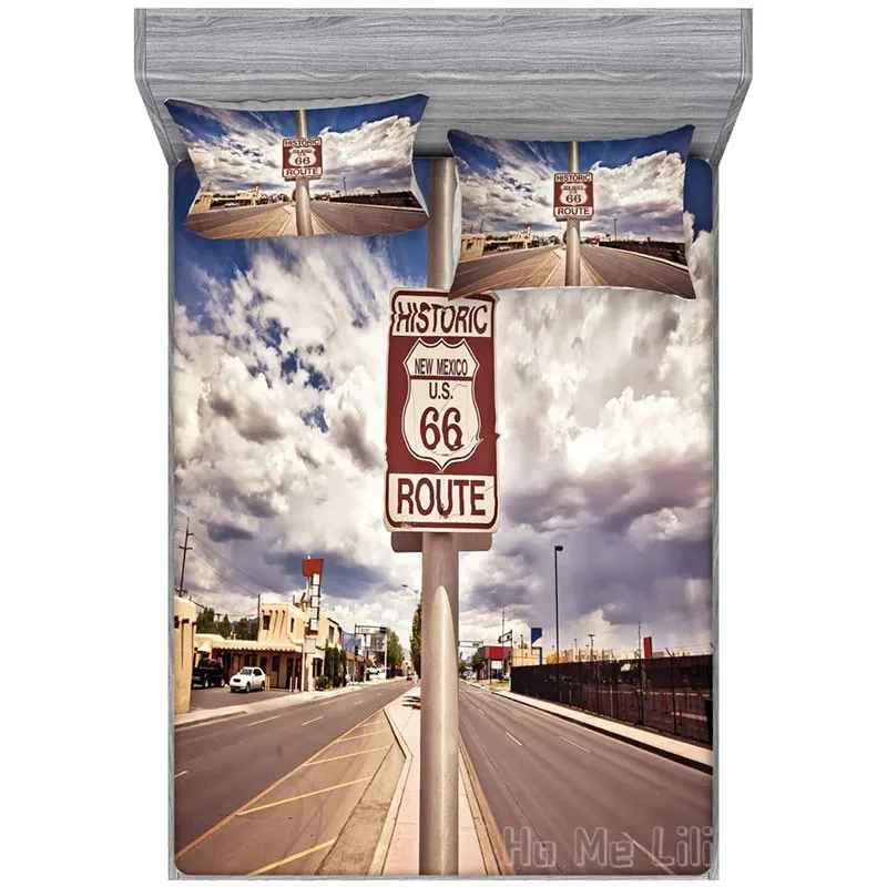 By Ho Me Lili Set Copripiumino Americana Historic New Mexico 66 Route Sign Roadway Driving Road Scenery Biancheria Da Letto Decorativa
