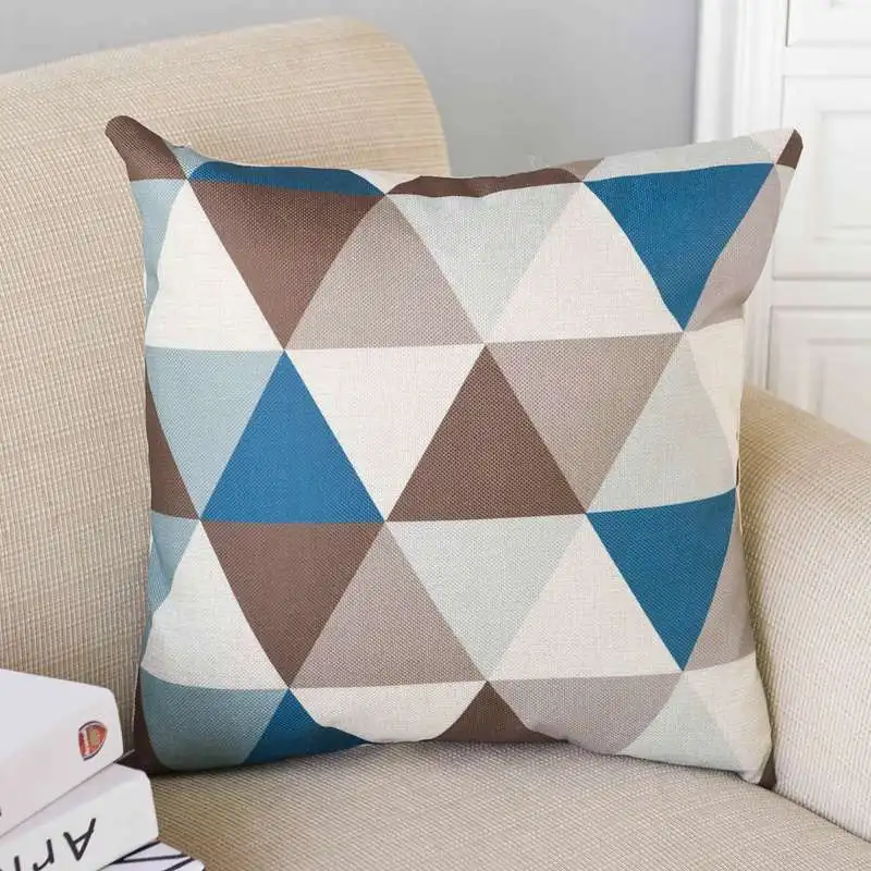 C 45x45 cm Nordic Geometric Grid Sofa Cushions Cover Linen Cotton Throw Pillows Covers Home Decoration Cushion Case for Bed Sofa - Цвет: C