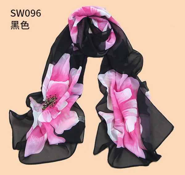 Модный женский шифоновый палантин средней длины с цветочным принтом мягкий шарф - Цвет: 1-8