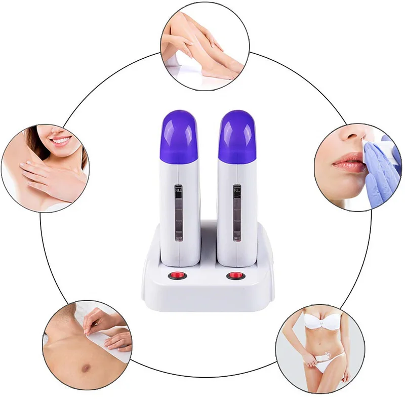 Wax Heater Hair Removal Wax Hair Removal Tool Portable Roll on Wax Cartridge Double Depilatory Wax Heater Warmer with a Base Melted Machines for Hair Removal for Home